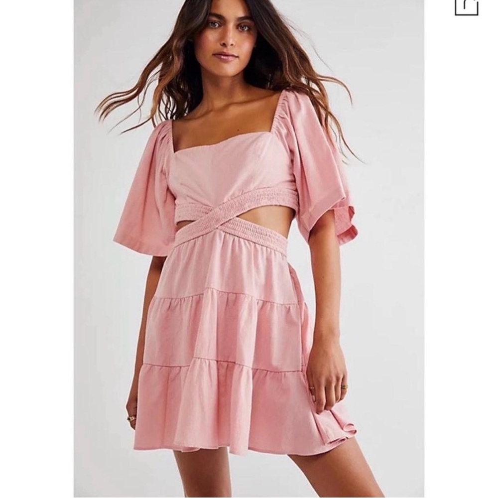 Free People Pink Cross of Sunlight Mini Dress